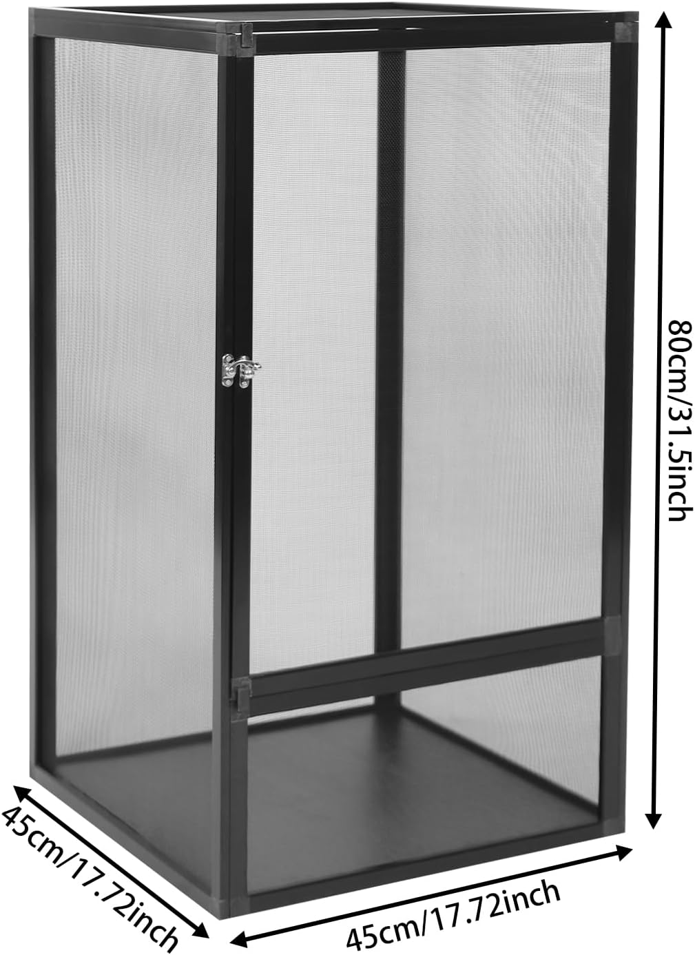 Micro Habitat Terrarium Enclosure Reptile Open Aluminum Screen Cage Black Large Reptiles Habitat Cage with Locking Latch for Small Tree Dwelling Reptiles, Amphibians, Spiders
