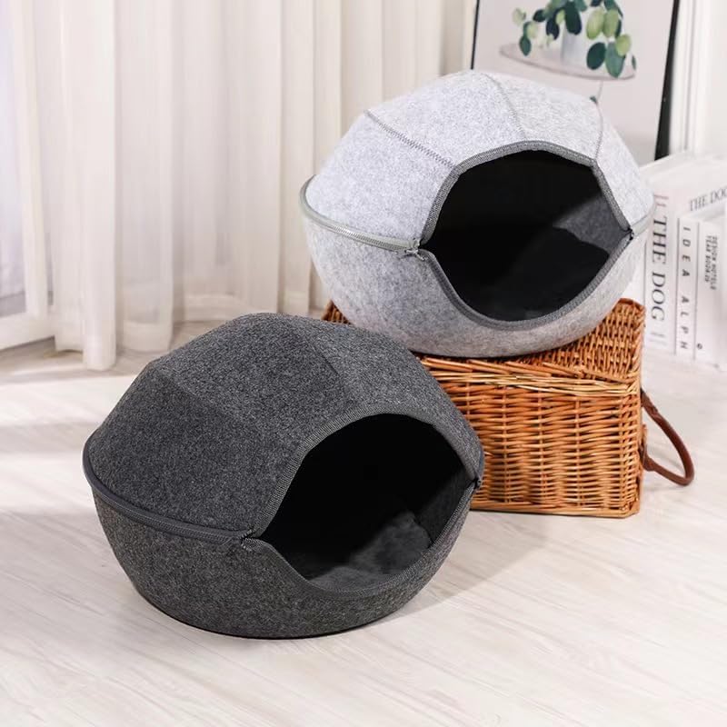 Donut Cat Tunnel Bed Peekaboo Cat Cave for Large Cats Up to 30 Lbs, Kitty Interactive Playing Tent House for Multiple Cats,Detachable,Scratch Resistant (2 in 1 Black, Medium - 20 Inch Diameter)