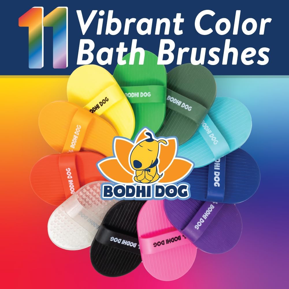 Bodhi Dog Shampoo Brush - Pet Grooming & Bath Supplies for Dogs and Cats - Bath Brush for Long & Short Hair - Premium Scrubber for Shower, Bathing & Massage (One Pack, Dark Green)