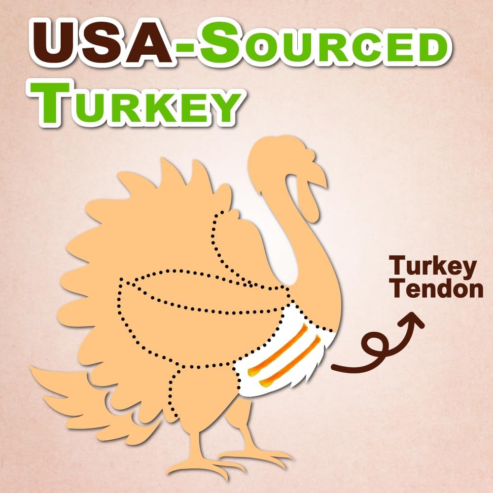 AFreschi Turkey Tendons for Dogs, USA-Sourced, Healthy Dog Treats, Rawhide-Free Puppy Chews, Long Lasting, All Natural, Hypoallergenic Dog Treats for Small Breeds, 8 oz Pack Pretzel (S)