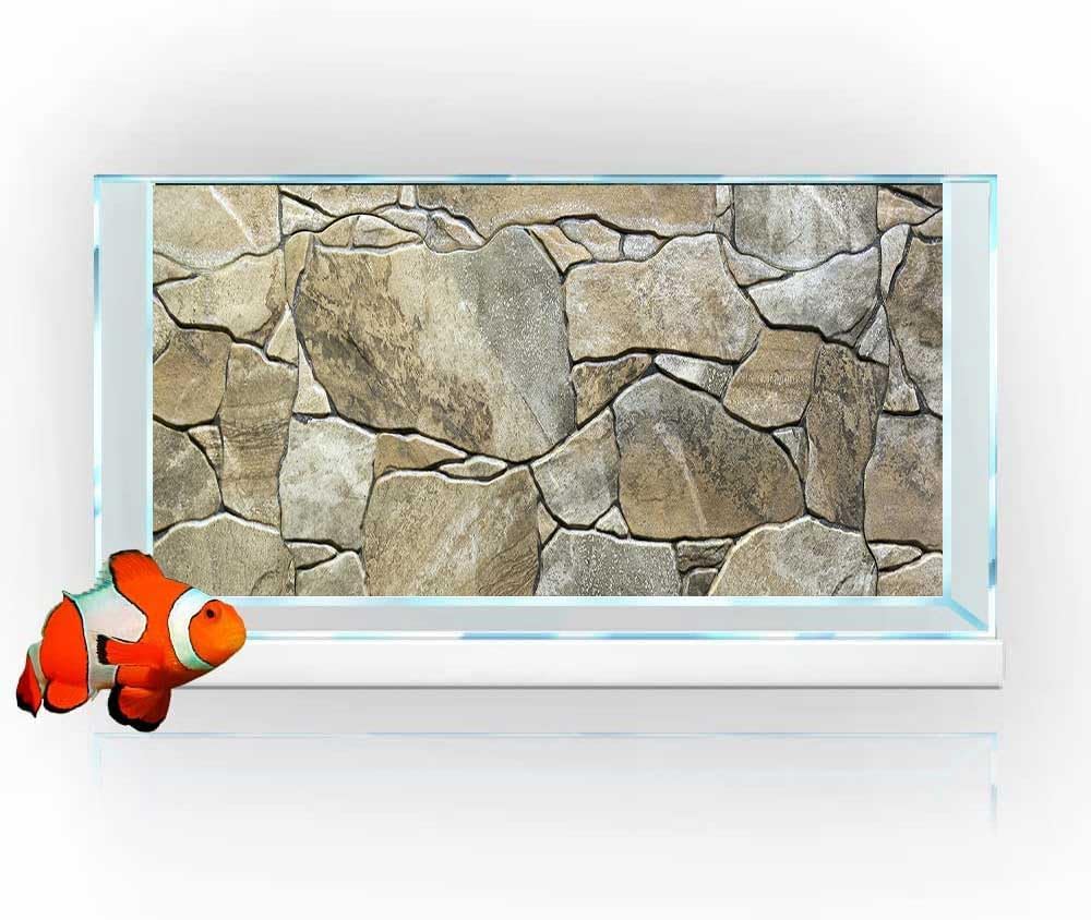 60X24IN Marble Aquarium Background, Art Marble Aquarium Background, Natural Marble Glass Terrarium Background with 8 EVA Double-Sided Tape