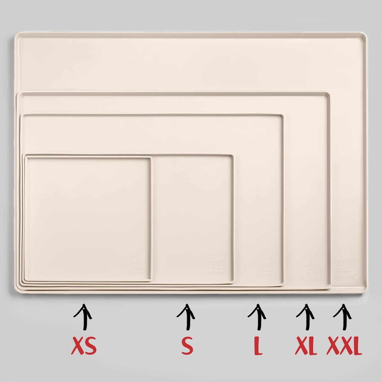 DogBuddy Dog Food Mat – Waterproof Dog Bowl Mat for Food and Water, Silicone Pet Feeding Mats for Floors, Non-Slip Placemat with High Edges for Dogs Bowls, Puppy Essentials (S: 19" x 12", Vanilla)