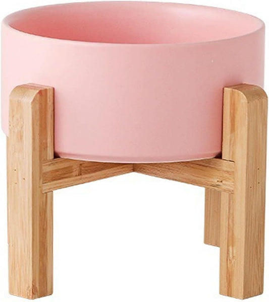 Petygooing PinkElevated/Raised Ceramic Dog Bowl for Small Breeds, Dog Food Water Dish with Stand,Pet Feeding Bowl with Anti Slip Rubber for Cats and Small Dogs Puppy 13.5 OZ (5.1In / 1.7 Cups)