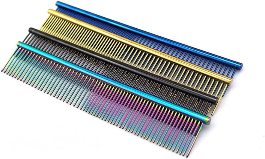 ZoCr Stainless Steel Pet Comb for Dogs Cats, Pet Grooming Comb with Different Spaced Rounded Teeth (Blue)