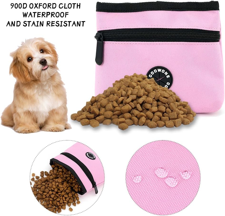 COOWONE Dog Treat Pouch with Pet Training Clicker, Detachable Dog Puppy Training Treat Bag, 900D Oxford Cloth Magnetic Closure Small Dog Walking Bag for Travel or Outdoor Use