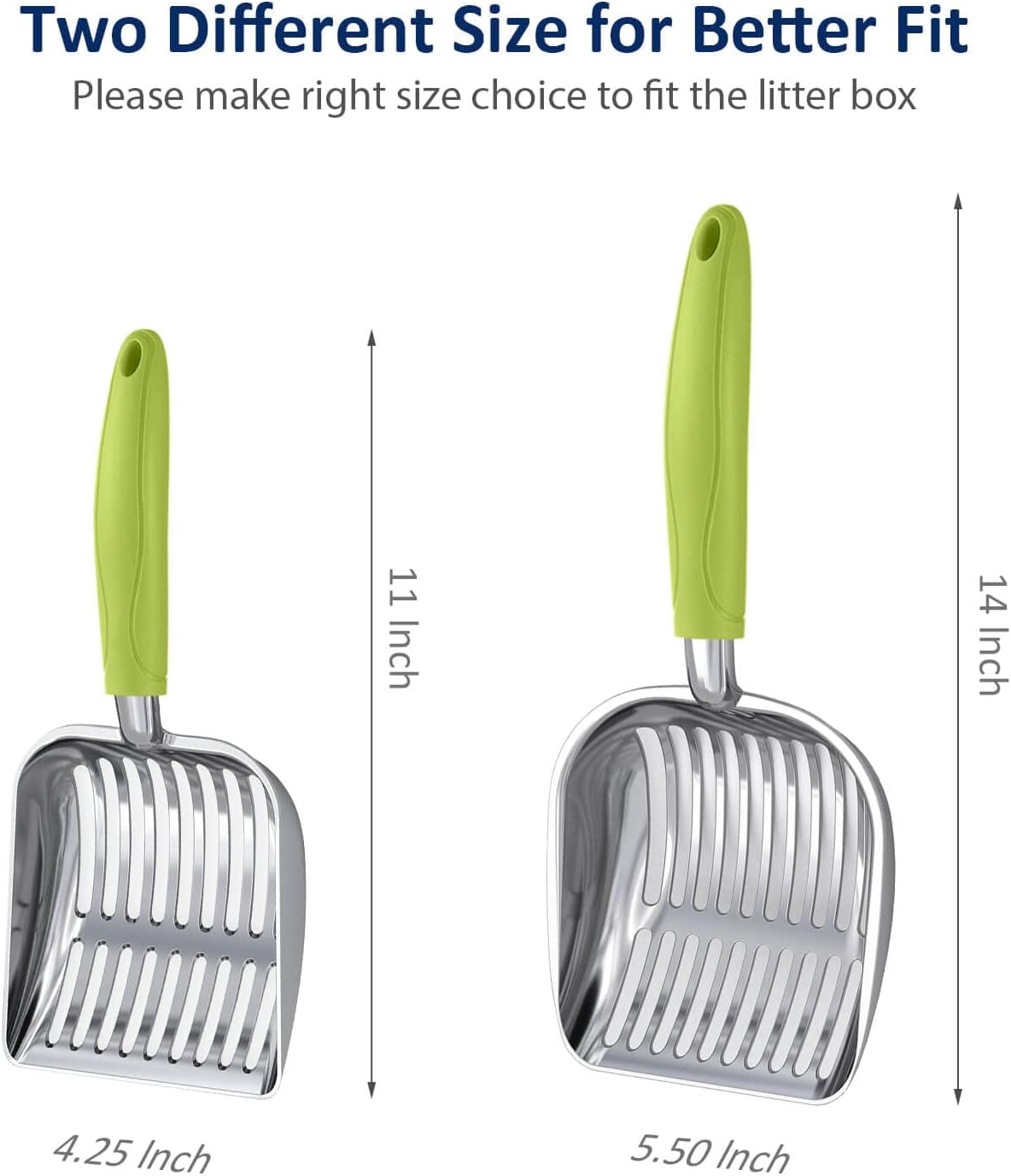 WePet Cat Litter Scoop, Aluminum Alloy Sifter, Kitty Metal Scooper, Deep Shovel, Long Handle, Poop Sifting, Kitten Pooper Lifter, Durable, Heavy Duty, for Litter box