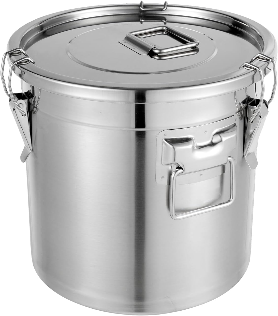 DYNAMI 5.5Gal 304 Stainless Steel Airtight Container with Lid and Locking Clamp,17-38Lbs Metal Bucket Large Stainless Steel Canisters for Kitchen,Dog Food/Bird Seed/Coffee Storage Container(21L)