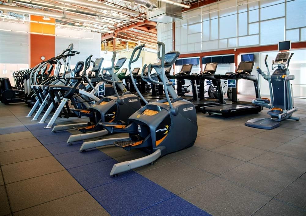 American Floor Mats - Extreme Rubber Gym Tiles - 1 Inch Thick Colorful Rubber Gym Tiles - Superior Shock and Sound Absorbing Tiles - 35% Orange/Grey/White 4 Tile Pack (Covers 16 Sq Ft)