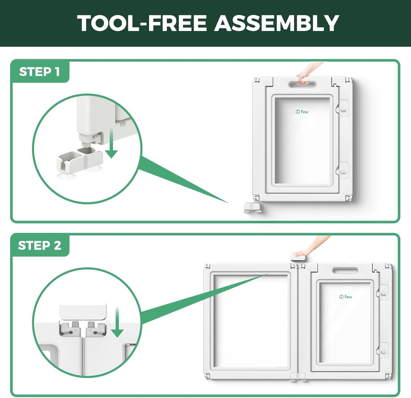FXW AuraSpace Acrylic Indoor Unleashed Dog Playpen for Small and Medium Dogs, 30 Inch, 10 Panels, White