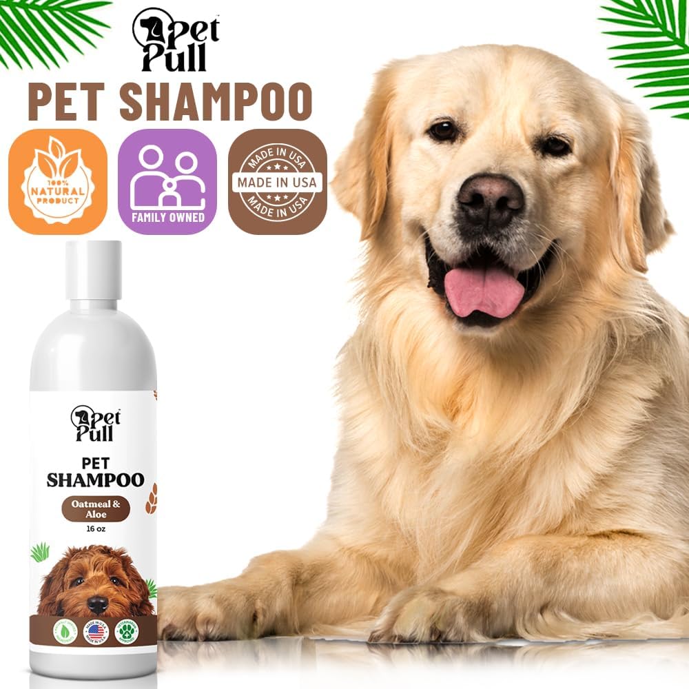 Pet Shampoo and Conditioner for Dogs and Cats - Plant-Based Dog Shampoo Cleanser - Pet Supplies for Pets - Sensitive Skin Dog Wash- Made in The USA (16 oz) (Oatmeal & Aloe, Shampoo)