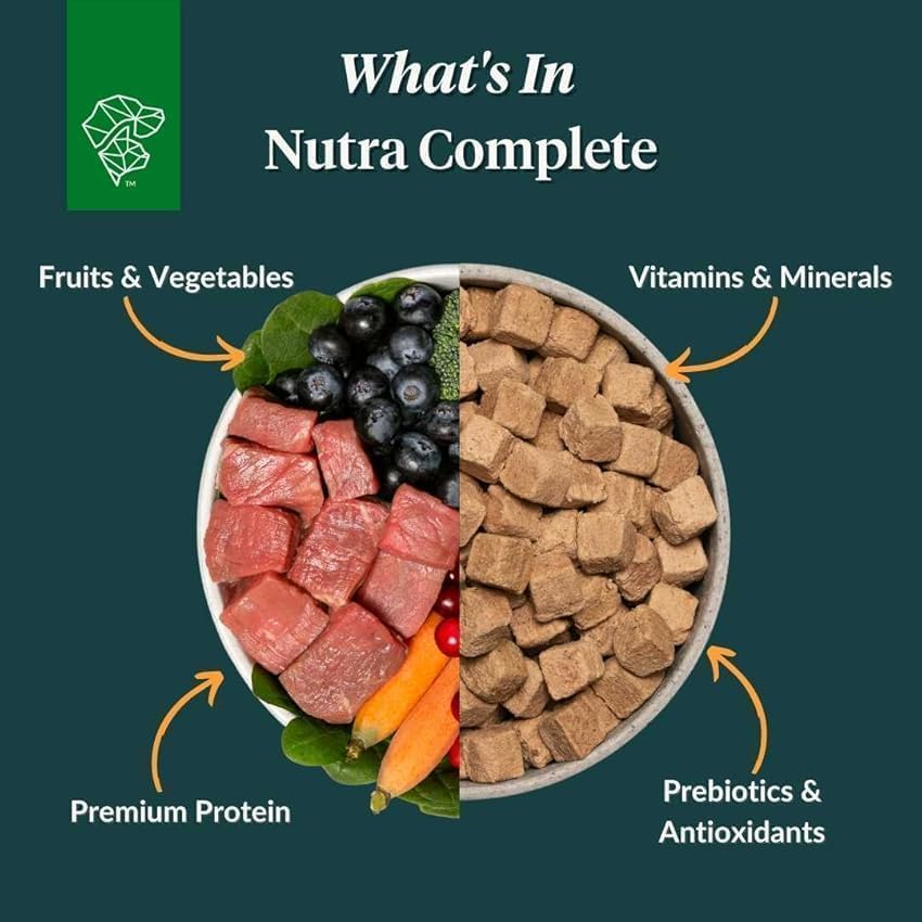 ULTIMATE PET NUTRITION Nutra Complete, 100% Freeze Dried Raw Veterinarian Formulated Dog Food with Antioxidants Prebiotics and Amino Acids (3 Pound (Pack of 4), Beef)