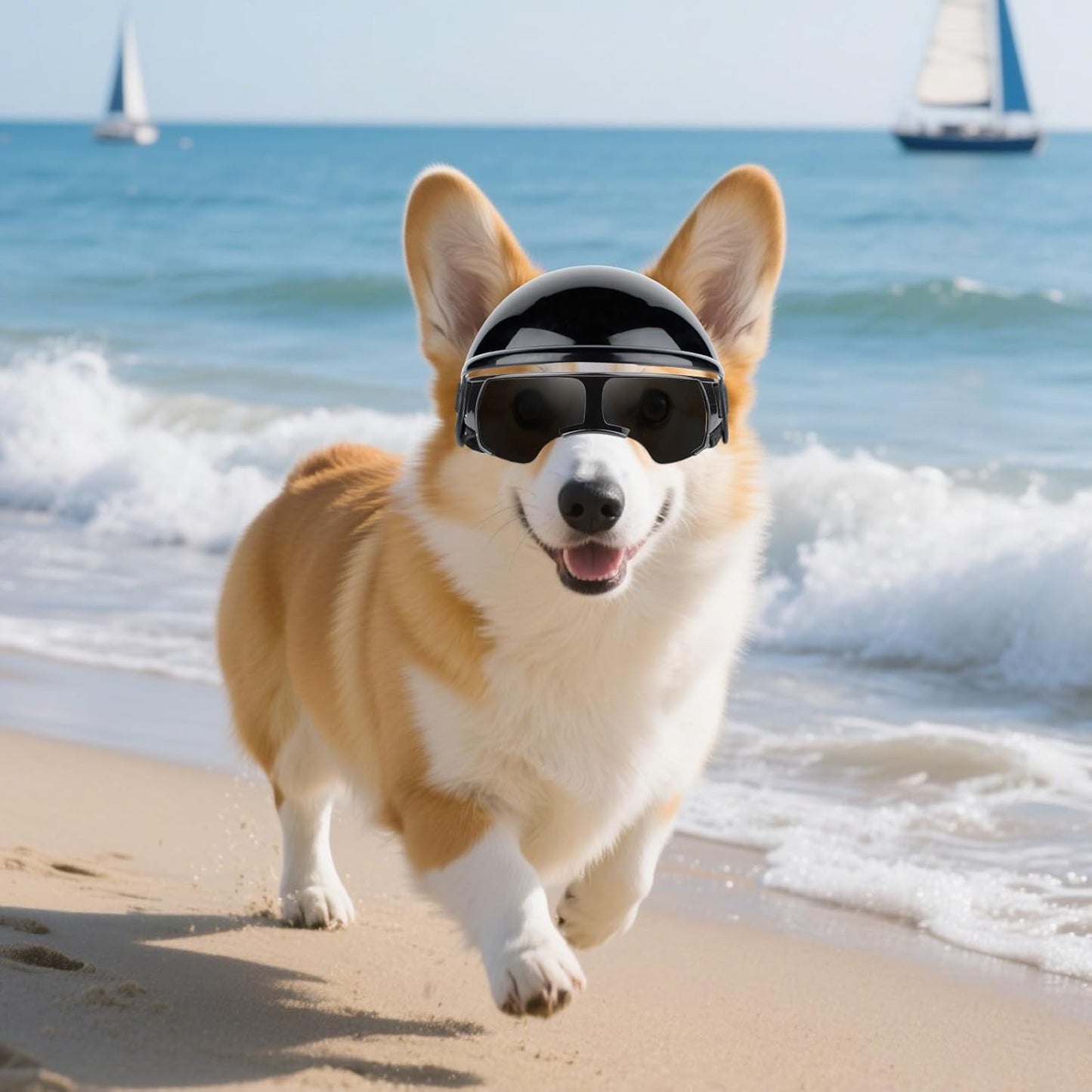 Namsan Small Dog Goggles and Helmet, Dog Motorcycle Helmet with UV Protection Sunglasses for Small Medium Breeds, Hard Doggie Hat with Ear Holes, Adjustable, Black