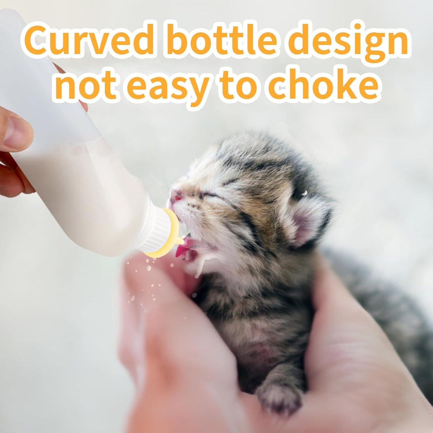 5Pack Kitten Bottle for Nursing Puppy Milk Kitten Bottles Feeding Kit Silicone Nipple for Newborn Pets Kittens, Puppy,Squirrel (Yellow)