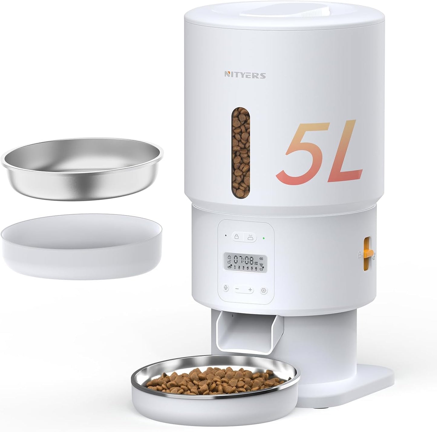 Automatic Cat Feeder - 5L Anti-Clog Cat Food Dispenser with Freshness Preservation, 1-6 Meals/Day, Programmable Portions, 10s Voice, 180-Day Battery Life, Auto Pet Feeder for Multi Cats & Dogs