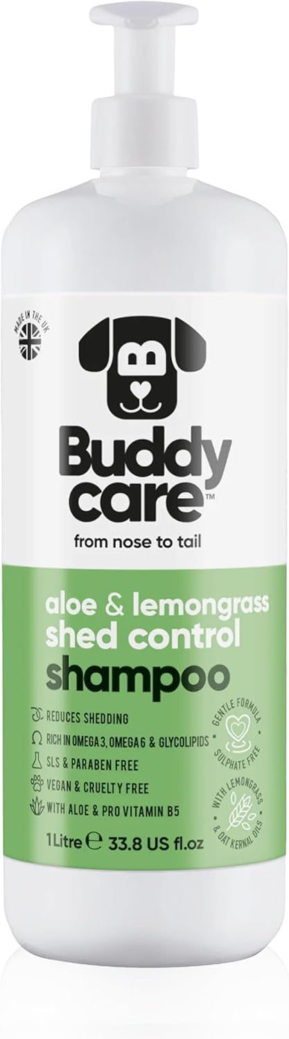 Shed Control Dog Shampoo by Buddycare | Aloe & Lemongrass Scented | with Aloe Vera and Pro Vitamin B5 (33.8oz)