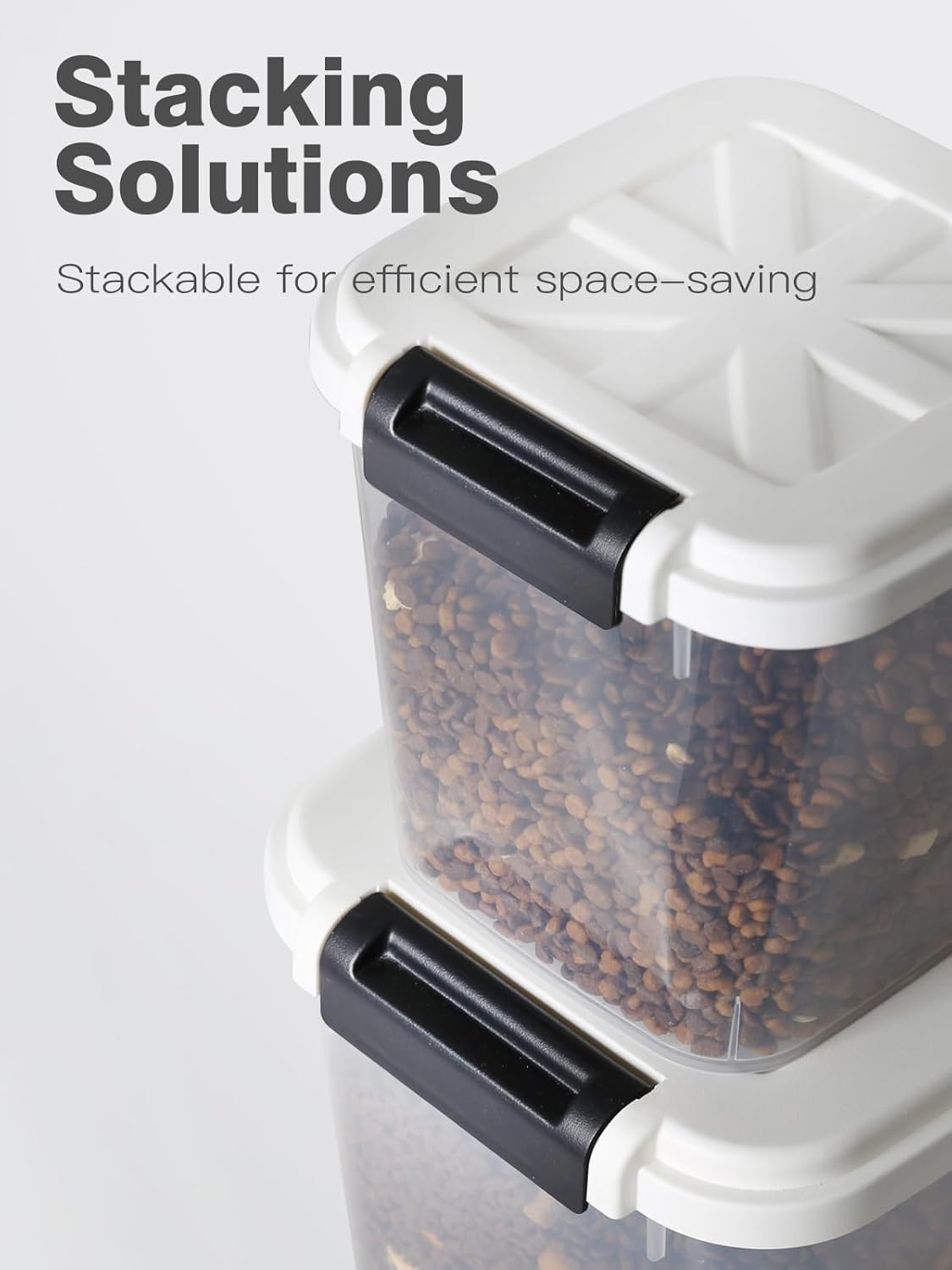 Pet Food Storage Container, 5 lbs Dog Cat Treat Storage Bin with Lid, Dry Food Storage for Dog Treats, Cat Food, Cereal, Rice, Birds (4 lbs) - White