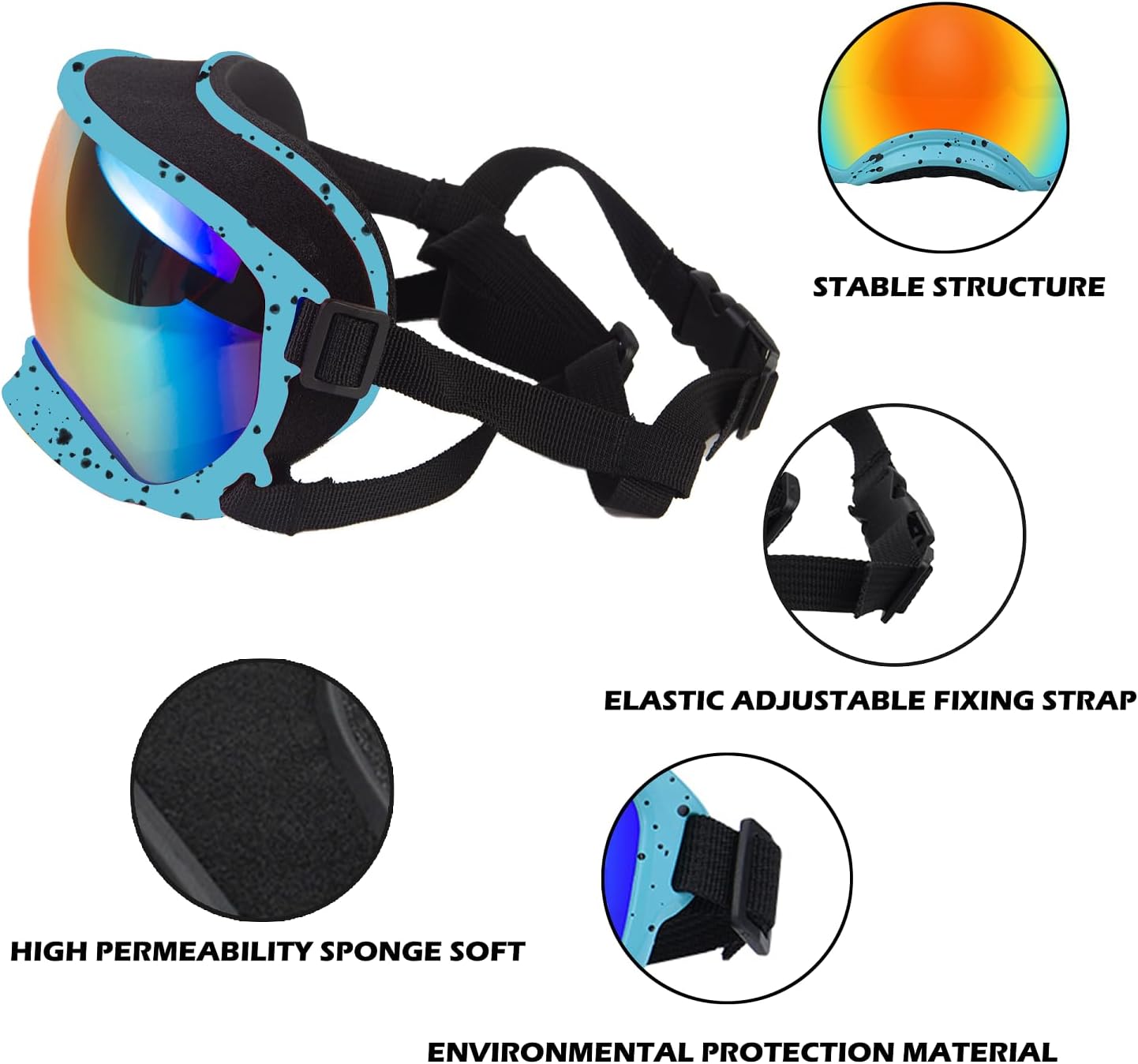 Medium Dog Sunglasses with Adjustable Strap UV Protection, Winproof Dog Puppy Sunglasses, Suitable for Medium Dog Pet Glasses, Dogs Eyes Protection,Soft Dog Goggles