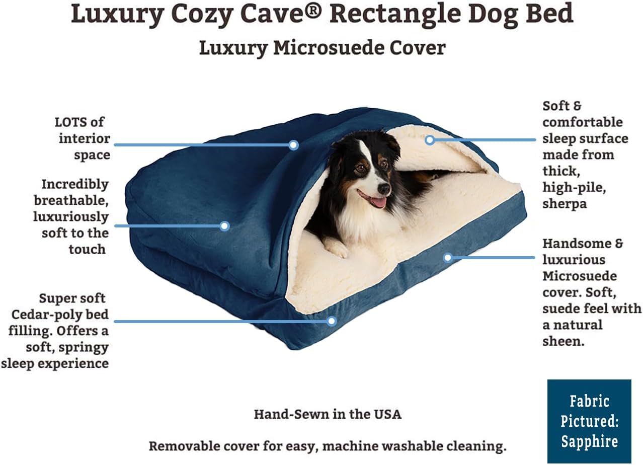 Snoozer Pet Products Luxury Rectangle Cozy Cave Dog Bed with Microsuede, Small, Black