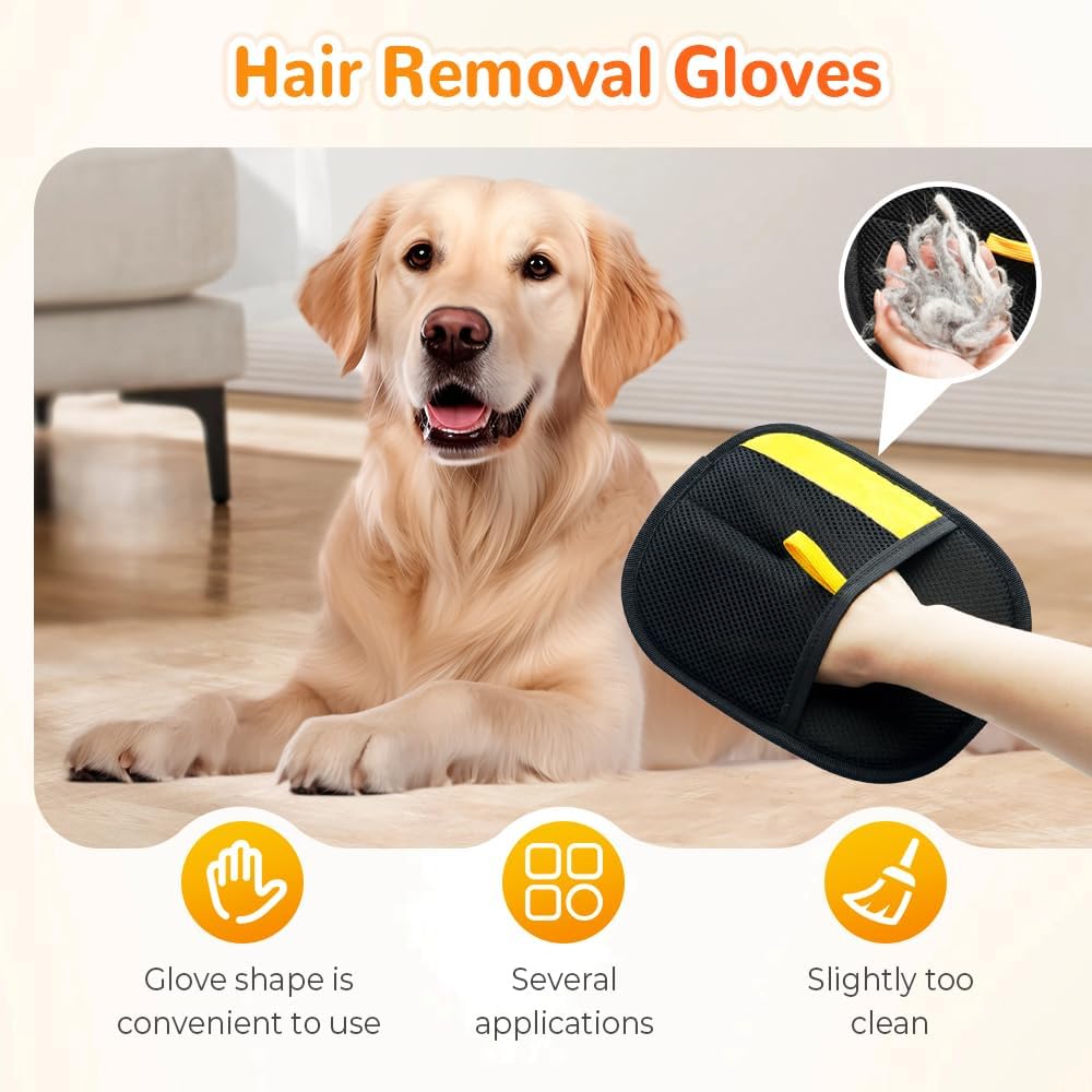 2025 Upgrade Pet Hair Remover Gloves, Reusable Cat Dog Grooming Gloves Pet Hair Remover Electrostatic Gloves, Premium Efficient Pet Hands on for Dogs, Cats & Horses with Long and Short Hair Fur (1)