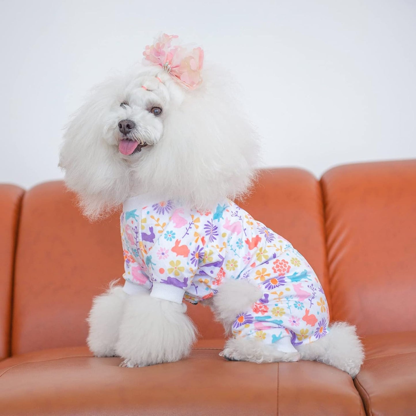 CuteBone Small Dogs Outfit Soft Puppy Onesies Pjs Dog Easter Rabbit Pajamas Pet Coat Cat Apparel Comfy Doggie Jumpsuit Bodysuit for All Seasons P276XS