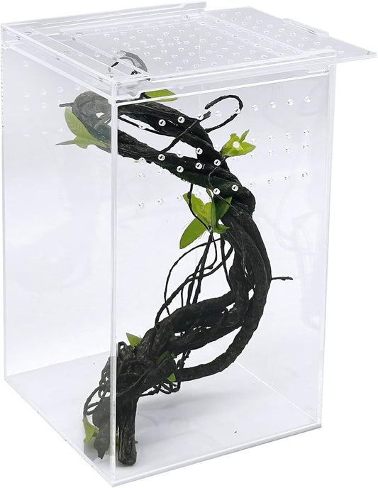 Reptile Terrarium Enclosure 6"x6"x10" Tall Acrylic Tarantula Breeding Box Magnetic Hermit Crab Habitat Vertical Tank Transparent Jumping Spider Cage for Insect Mantis Scorpion Sling Isopods