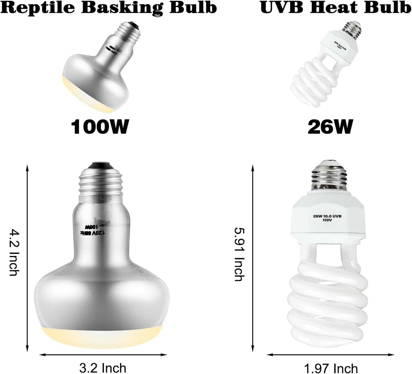 DXOPHIEX 15inch Dual Reptile Light Fixture, Max 150W Dual Reptile Heat Lamp Fixture with 100W Basking Spot Lamp Bulb and 26W UVB Heat Bulb for Bearded Dragon Terrarium and Tortoise Habitat