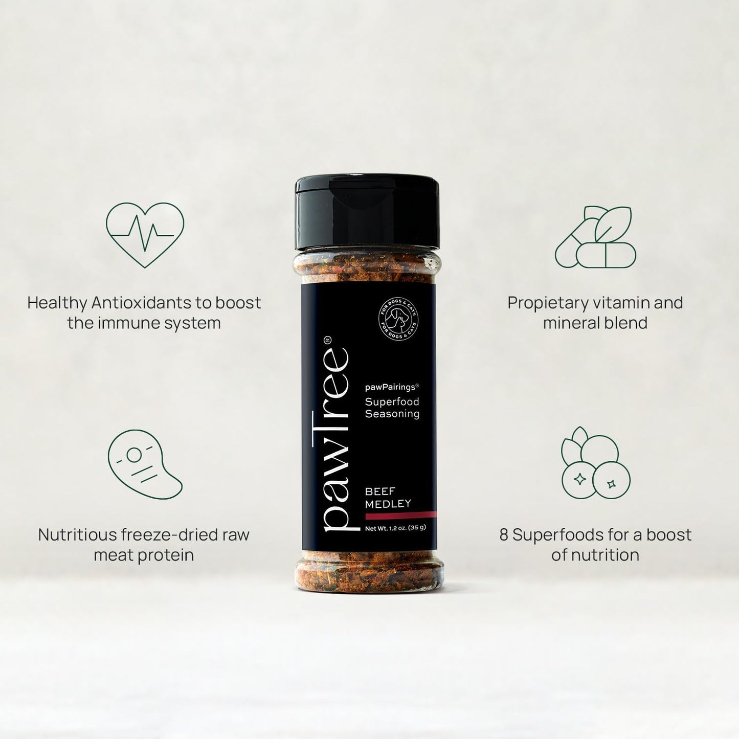 pawTree Healthy Food Toppers for Dogs & Cats - Appetite Booster with Freeze-Dried Proteins. Delicious Pet Food Seasonings and Flavor Enhancer for Picky Eaters & Appetite Stimulation (Beef)