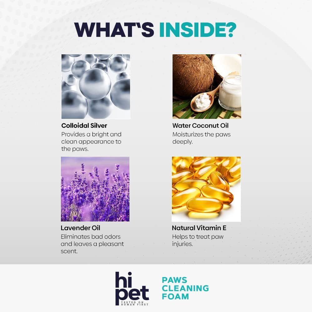 Hi Pet Dog Paw Cleaner Foam with Built-in Paw Scrubber Brush, Paw Cleaner for Dogs and Cats, Cat and Dog Paw Moisturizer, Effortless and Easy-to-Use Bottle Design Dog Feet Cleaner (Pack of 2)