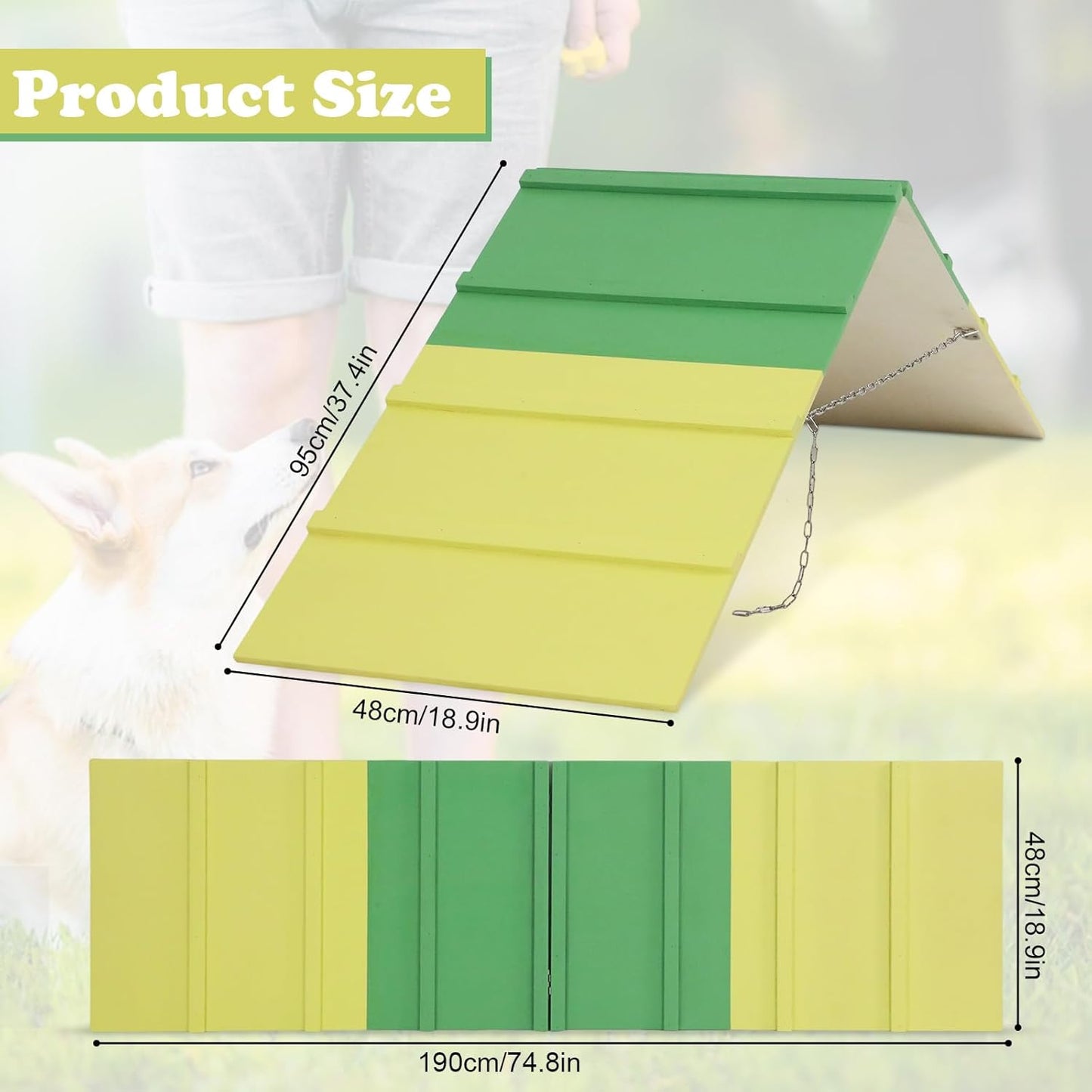 Dogs Agility A-Frame 74.8 x 18.9 Inch Dog Climbing Frame Non-Slip Dog Agility Training Equipment Dog Agility Equipment for Dog Agility Course Equipment for All Breed Dogs Outdoor Park, Backyard