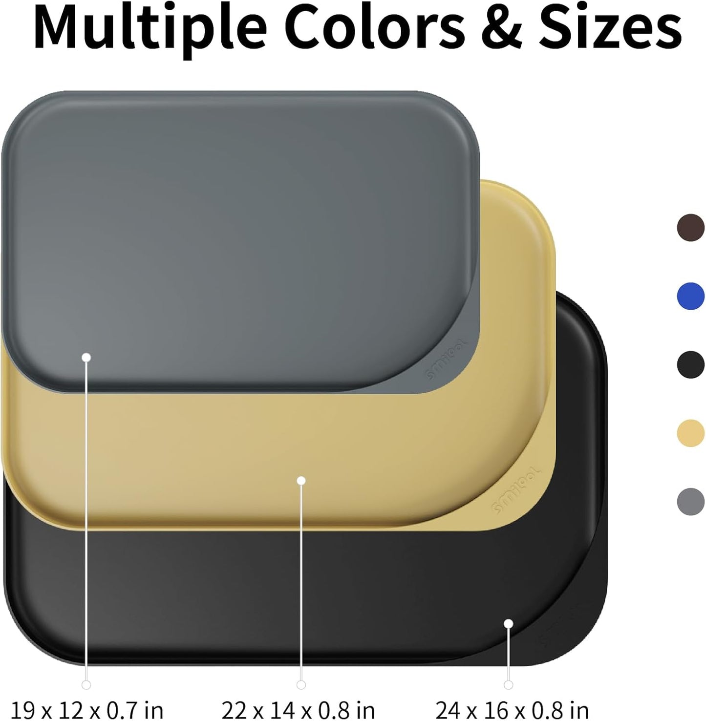 Silicone Pet Feeding Mat with Raised Edge & Residue Collection Pocket for Food and Water, Dog Bowl Mats, Cat Bowls Placemat with High Lip for Floor Waterproof, 19 x 12 x 0.7 Red