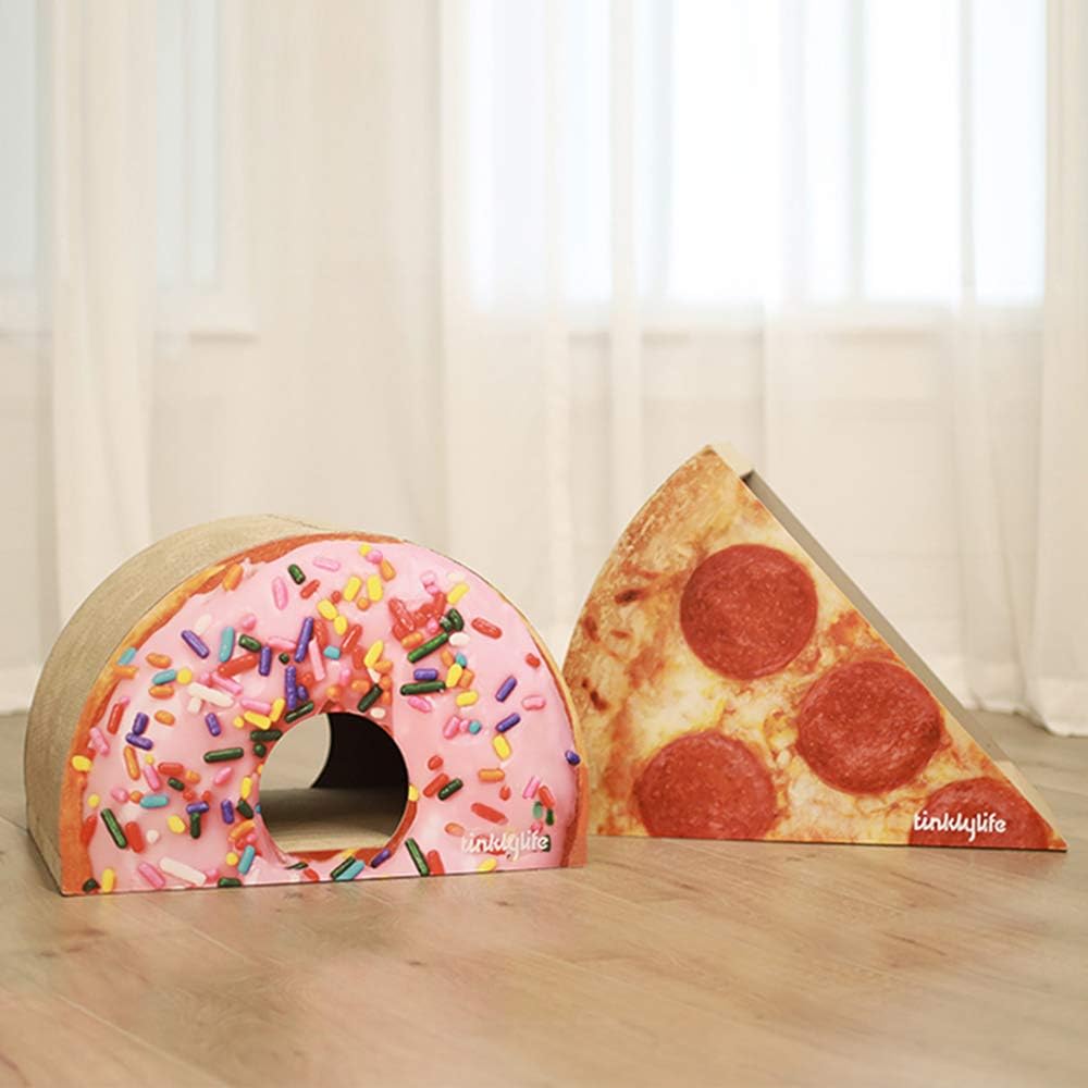 Cat Scratcher Cardboard, Looking Well with Delicious Pizza Shape Cat Scratching House Bed Furniture Protector