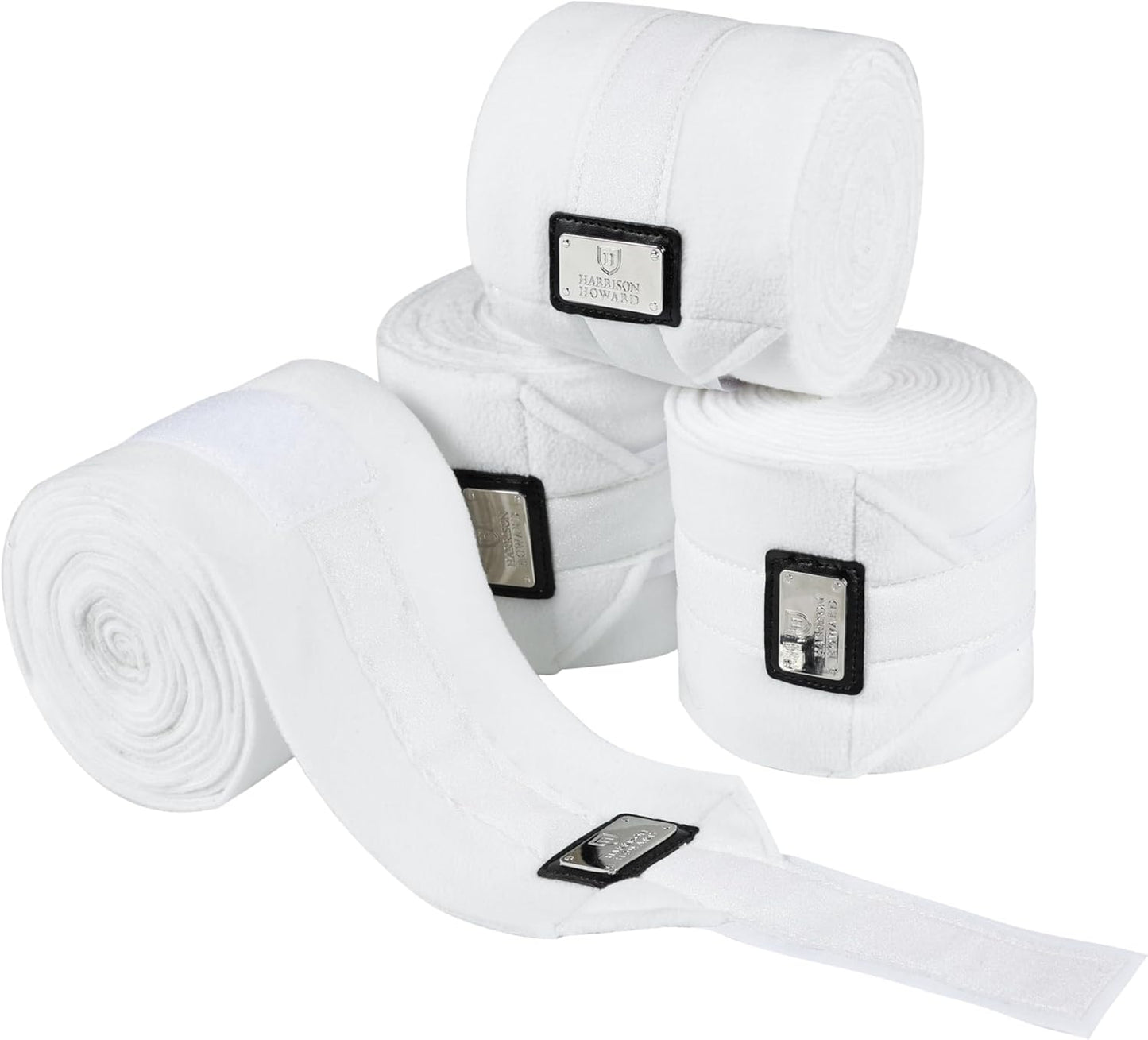 Harrison Howard Horse Polo Wraps Upgrade with Bling Leg Wraps for Horses 4-Pack Fleece Leg Wraps Stable Supplies White L