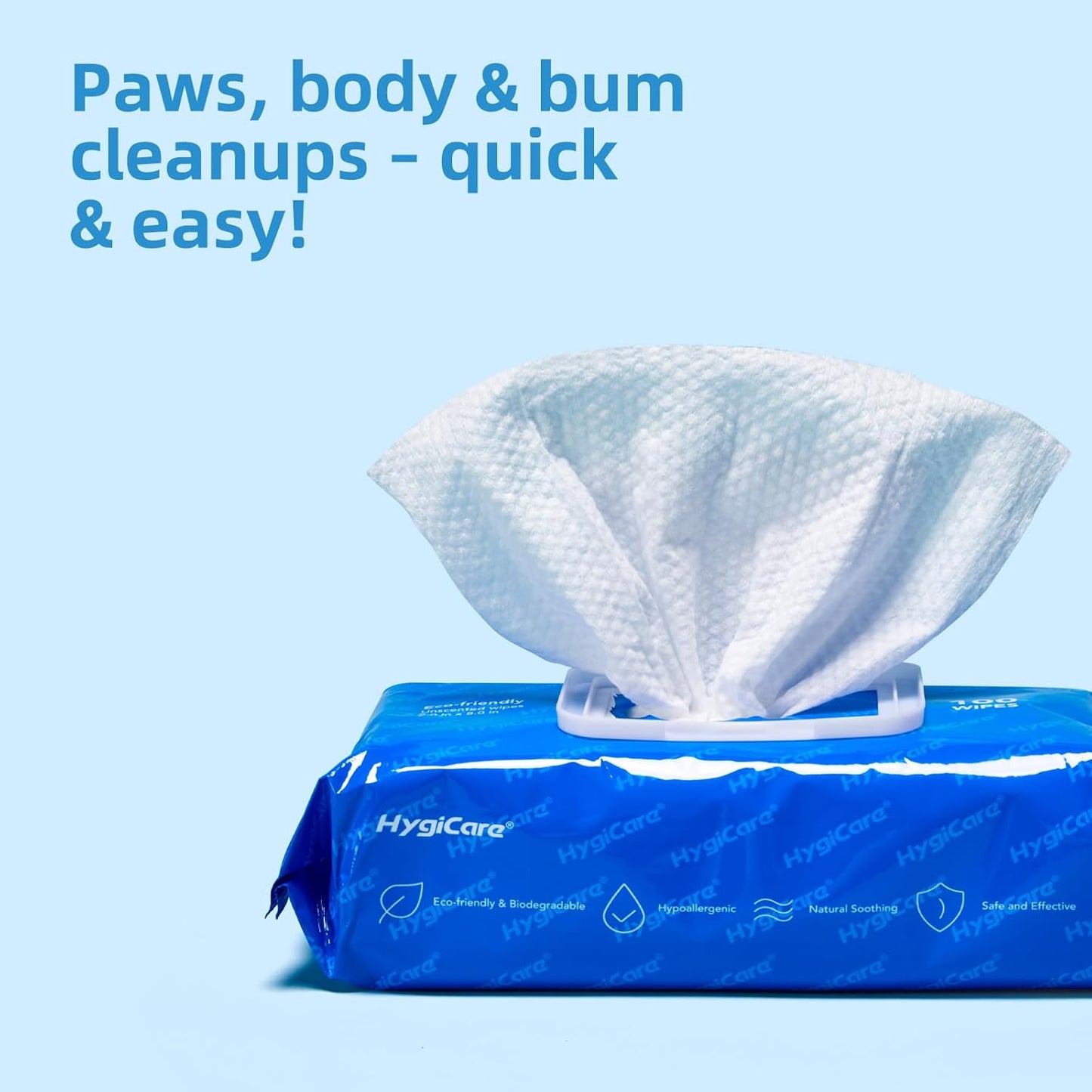 Pet Grooming Wipes for Dogs & Cats, 400 Count, 8"x8" Ultra Thick & Soft, Unscented, Hypoallergenic Formula, Safe on Coat, Paws, Ears, Bum & Sensitive Skin