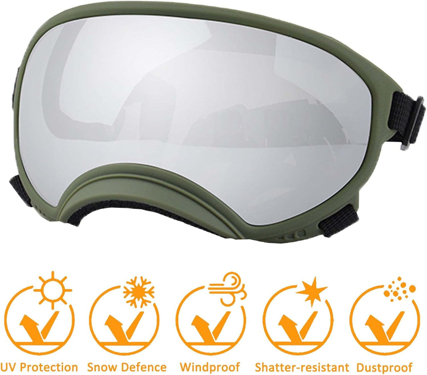 Winproof Large Dog Sunglasses with Adjustable Strap, UV Protection, Soft Goggles for Medium-Large Dogs