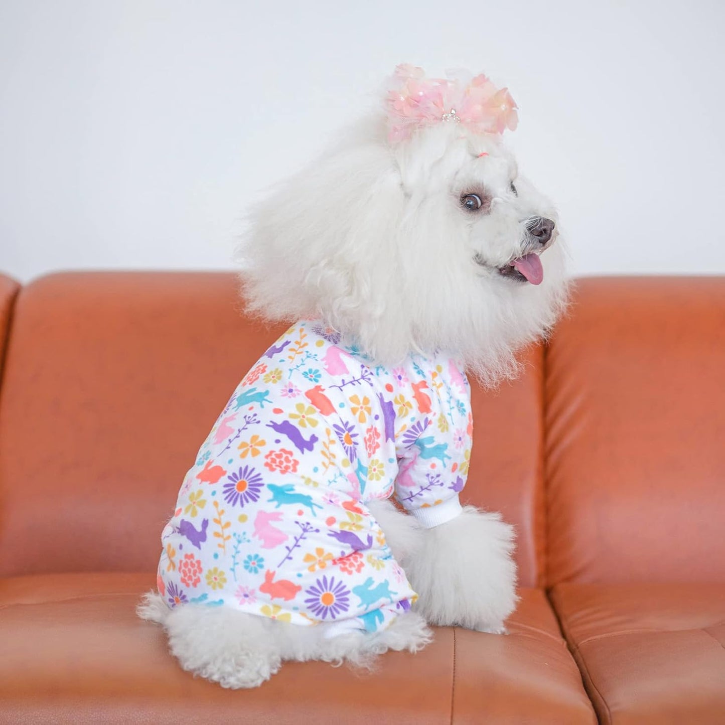 CuteBone Small Dogs Outfit Soft Puppy Onesies Pjs Dog Easter Rabbit Pajamas Pet Coat Cat Apparel Comfy Doggie Jumpsuit Bodysuit for All Seasons P276L