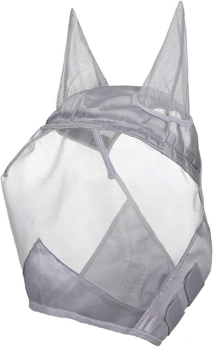 Harrison Howard CareMaster Horse Fly Mask Half Face with Ears Moonlight Silver Large Full Size