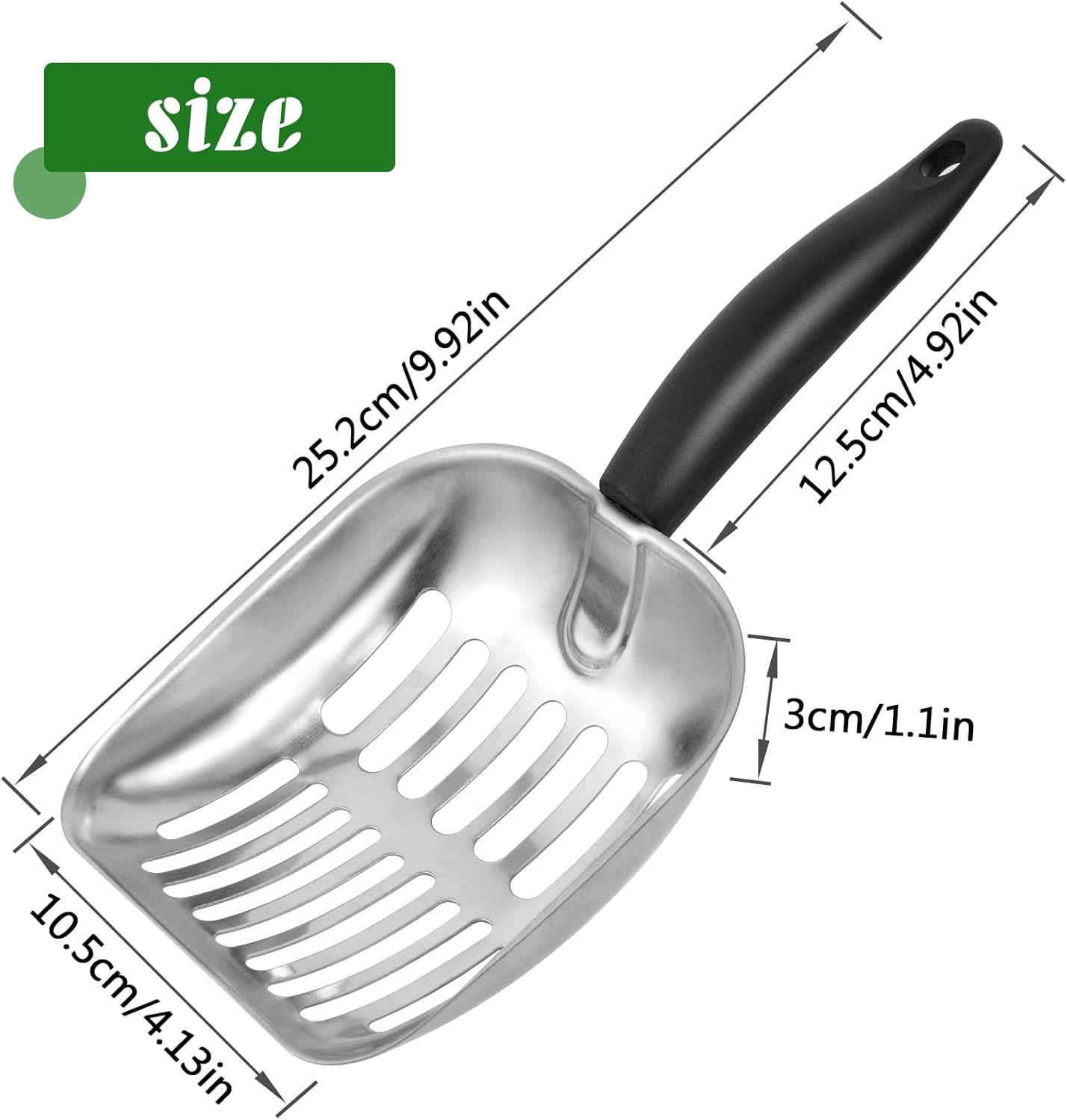 Cat Litter Scoop -Metal Cat Litter Scoop-Sturdy Mesh Scooper - Mesh Shovel-Easy to Clean - Suitable for Cat Litter Box -Black