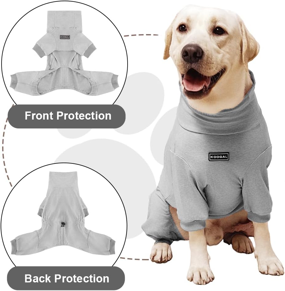 Dog Pyjamas PJS Sweater Clothes and Home Clothing Suitable for Small to Medium Breeds of Dogs, Dog Neutering Suits, Extra-Large Stretch Fabric, Four-Legged Clothes(Thin Gray, XL)