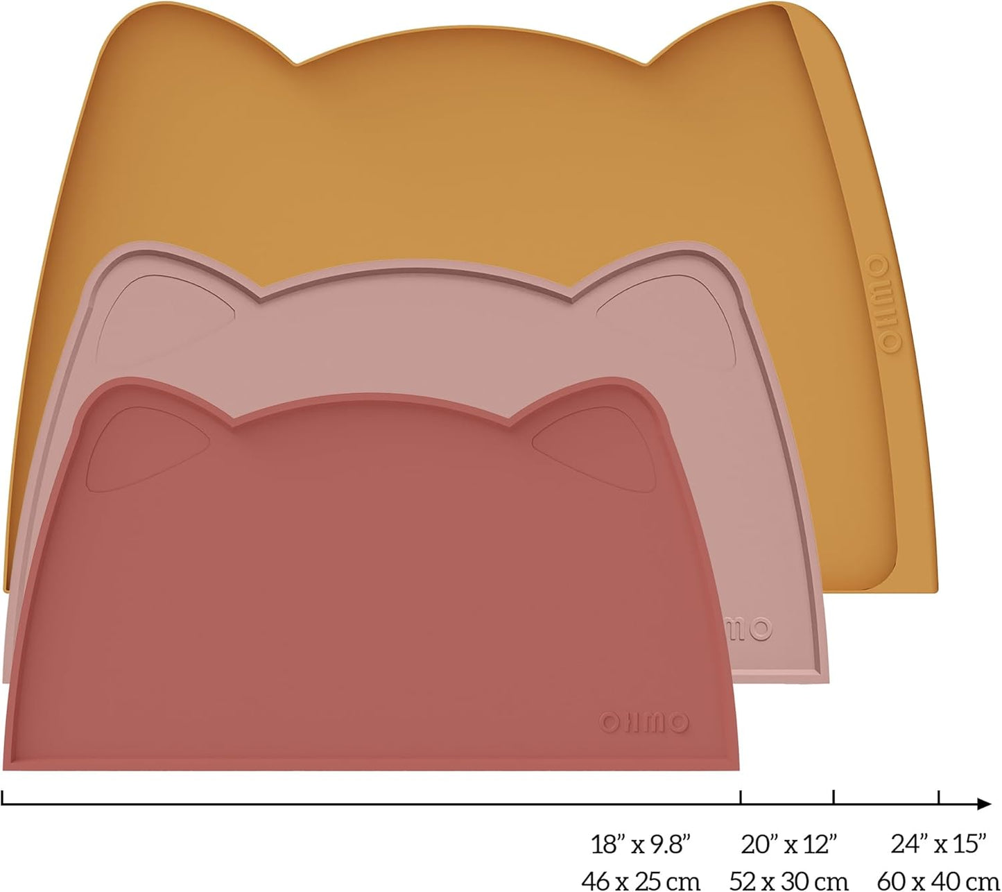 OHMO - Cat Food Mat, Silicone Pet Feeding Mat for Floor Non-Skid Waterproof Dog Water Bowl Tray, Easy to Clean Pet Placemat (Erythrinus, 18 * 9.8'')