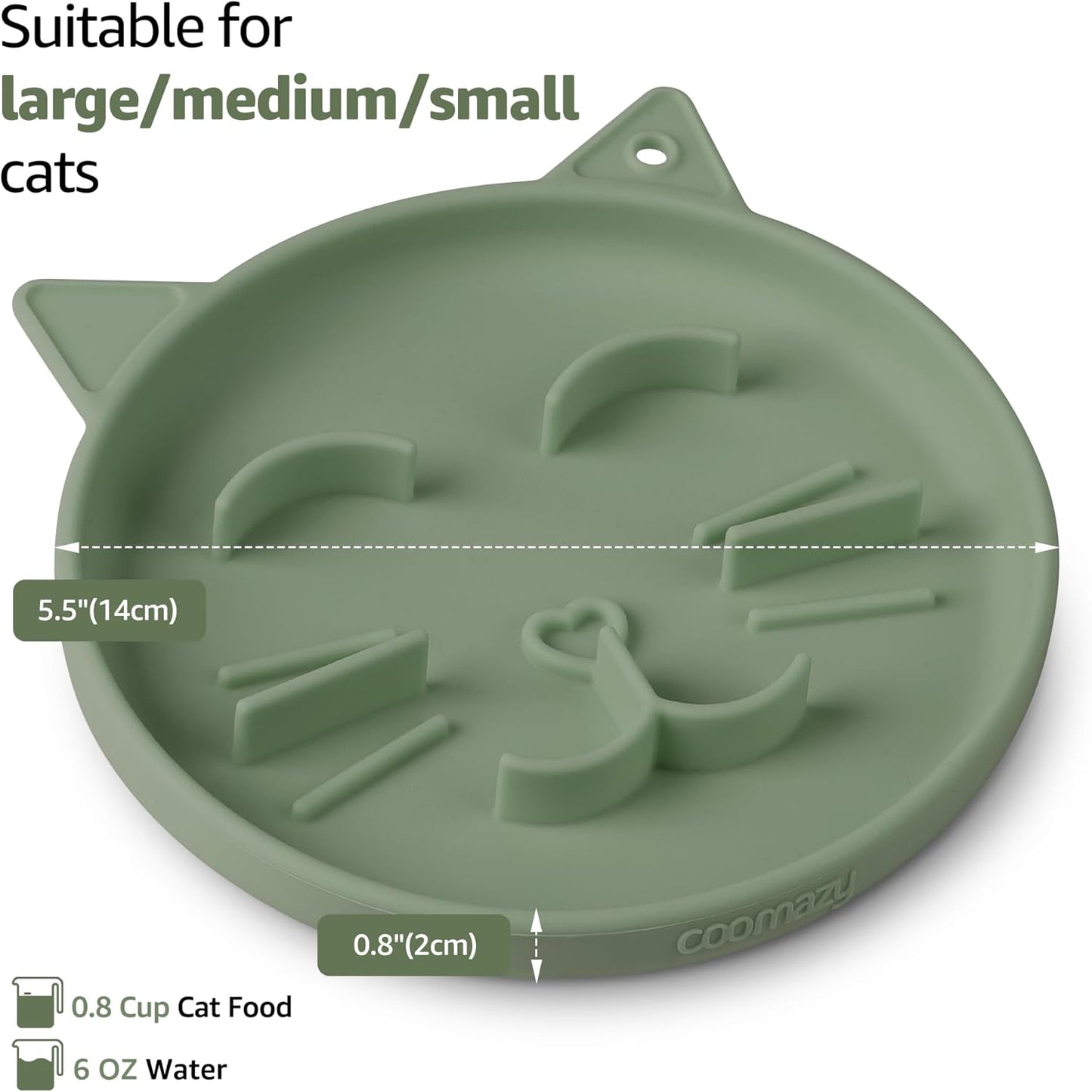 Coomazy Silicone Slow Feeder Dog Cat Bowls, Interactive Puzzle Toy for Pets Dry/Wet Food Training, Keeps Dogs Cats Busy, Prevents Puppy Kitty Overeating (Green, 0.8 Cup)