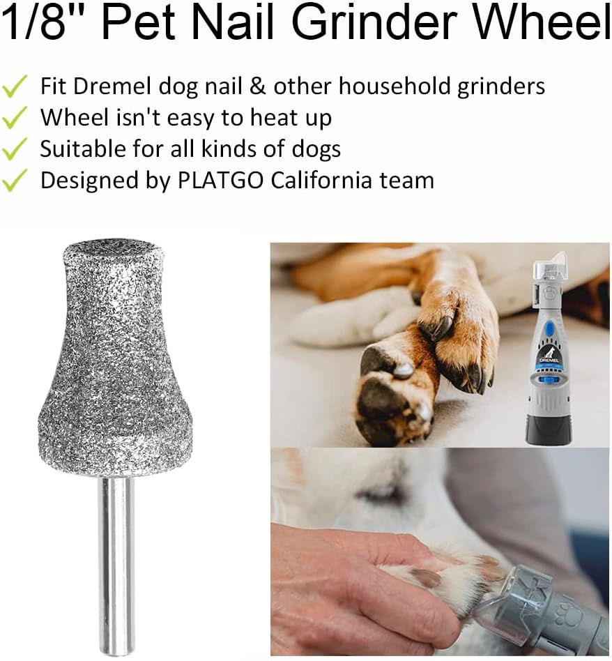 Diamond Dremel Dog Nail Grinder FlashB, Dogs&Pets Nail Care, 1/8'' Pet Nail Grinder Wheel Work with Dremel Sanding Drums for Animals Nail Care & Home Grinder Tools