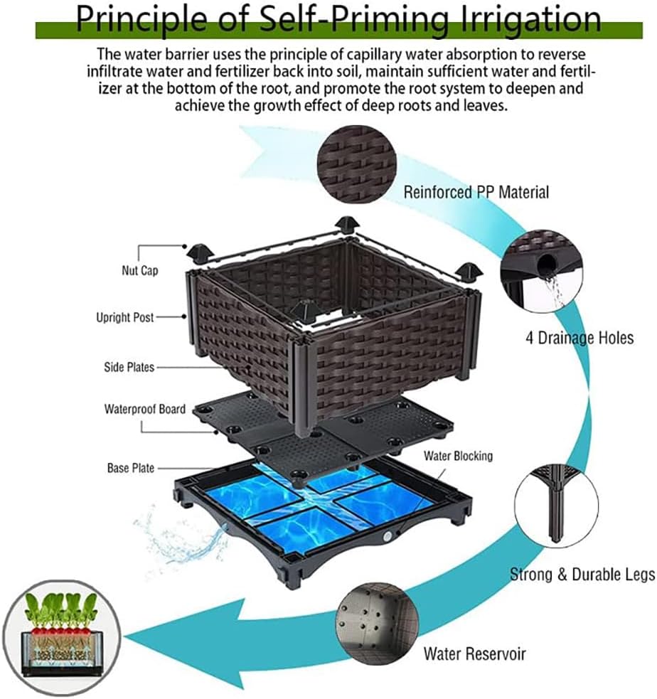 Raised Garden Bed Planter for Outdoor Plants Planter Box Elevated Garden Boxes Deepened Plant pots Perfect for Garden Patio Balcony Deck to Planting Flowers Vegetables Tomato and Herbs