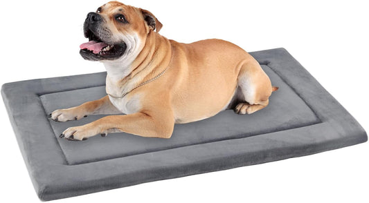 KHONSU PET Dog Bed Mat for Crate 1.1in Slim Cooling Pad Reversible Flannel & Waterproof Canva for Dogs up to 70 lbs