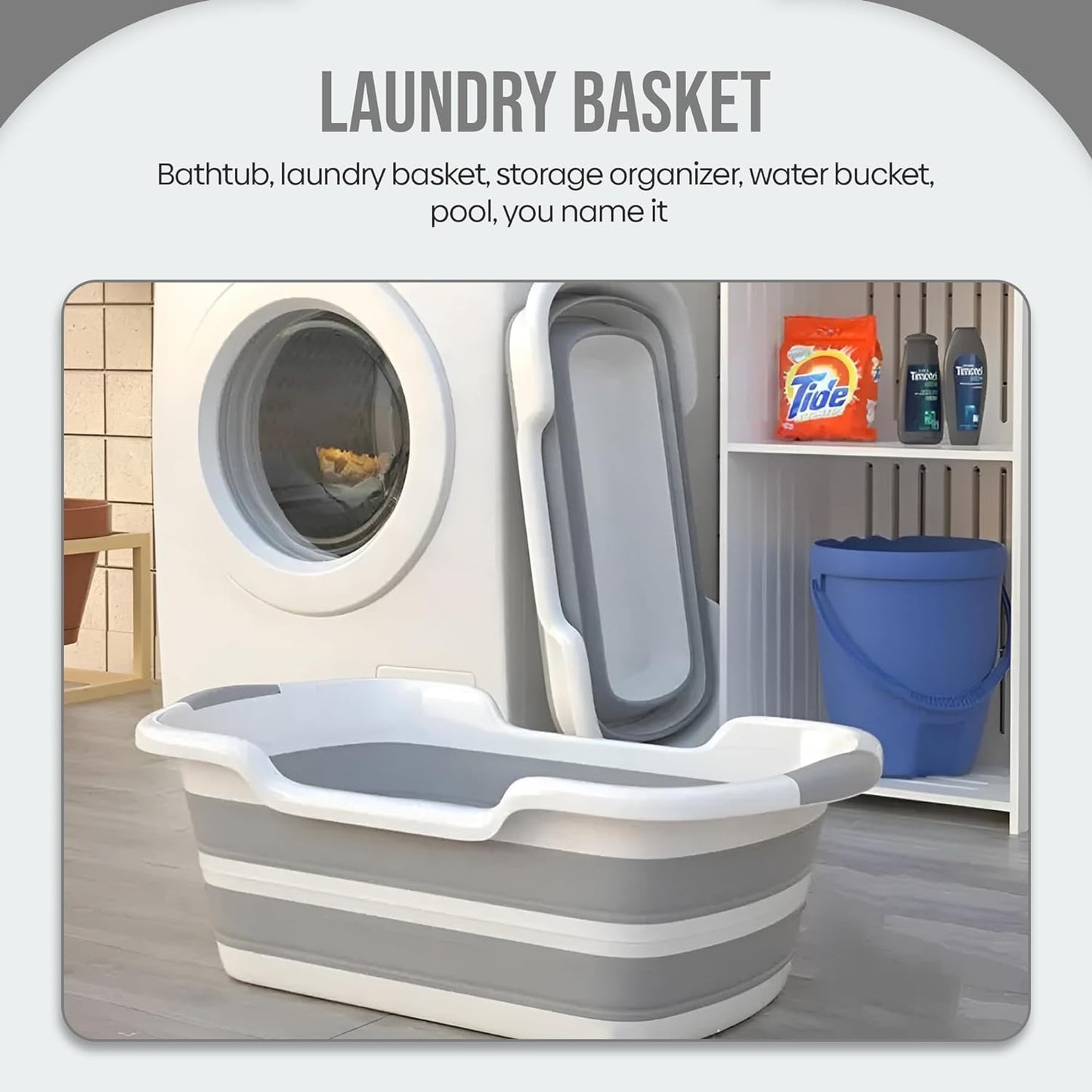 Smoochie Collapsible Dog Bathtub, Dog Tubs for Bathing, Portable Tub, Dog Wash Tub, Pet Tub and Dog Bath Tub for Dog/Cat/Pet and Puppy Bath Tub, Dog Tub for Pets and Cats (Gray)