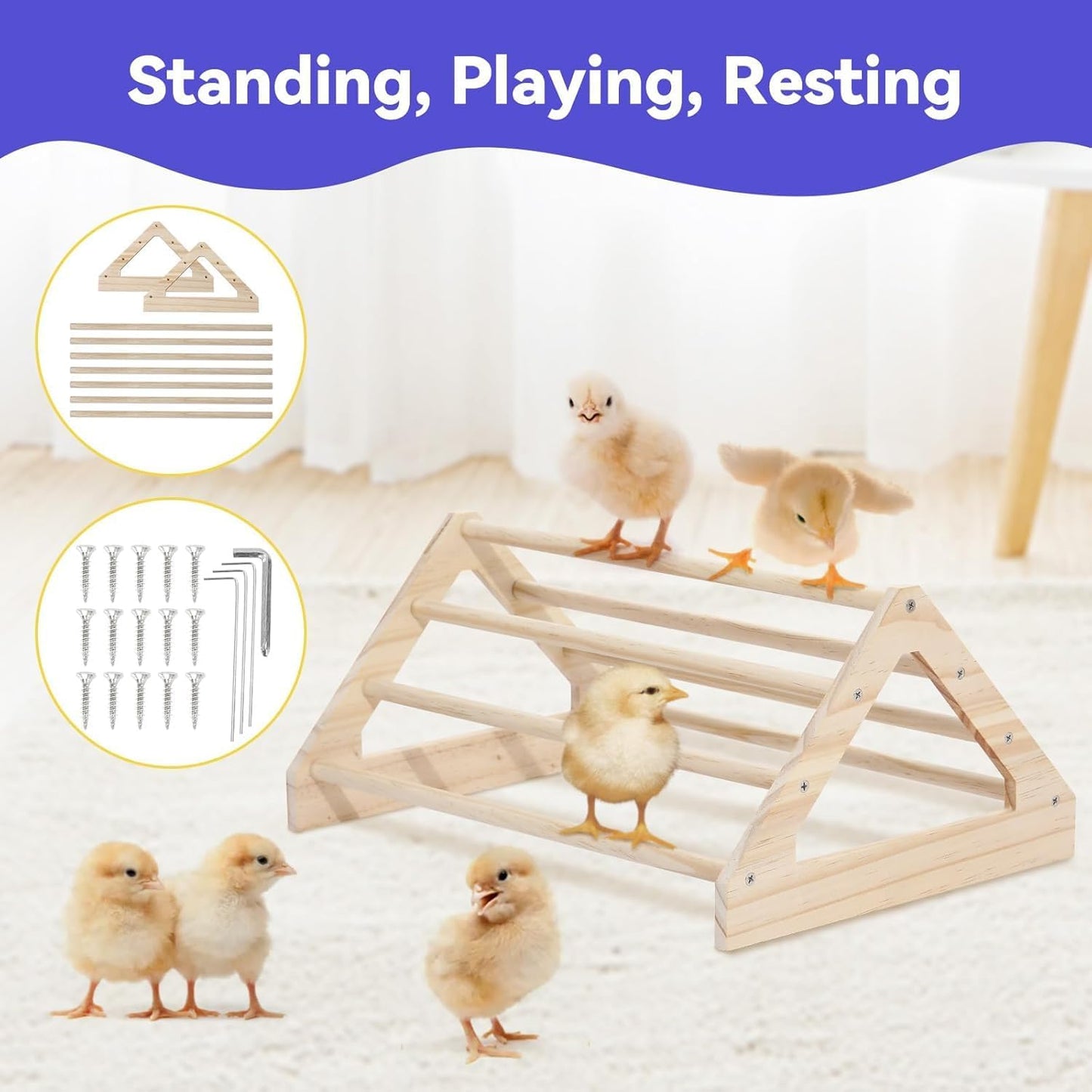 Pawaboo 5-in-1 Chicken Brooder Box for Chick Starter Kit, Includes Pet Cage Tent, Chicks Perch, Chick Feeder, 1.1L Chick Waterer, Baby Chick Supplies (Brooder Set), Green + Red + Wood Color
