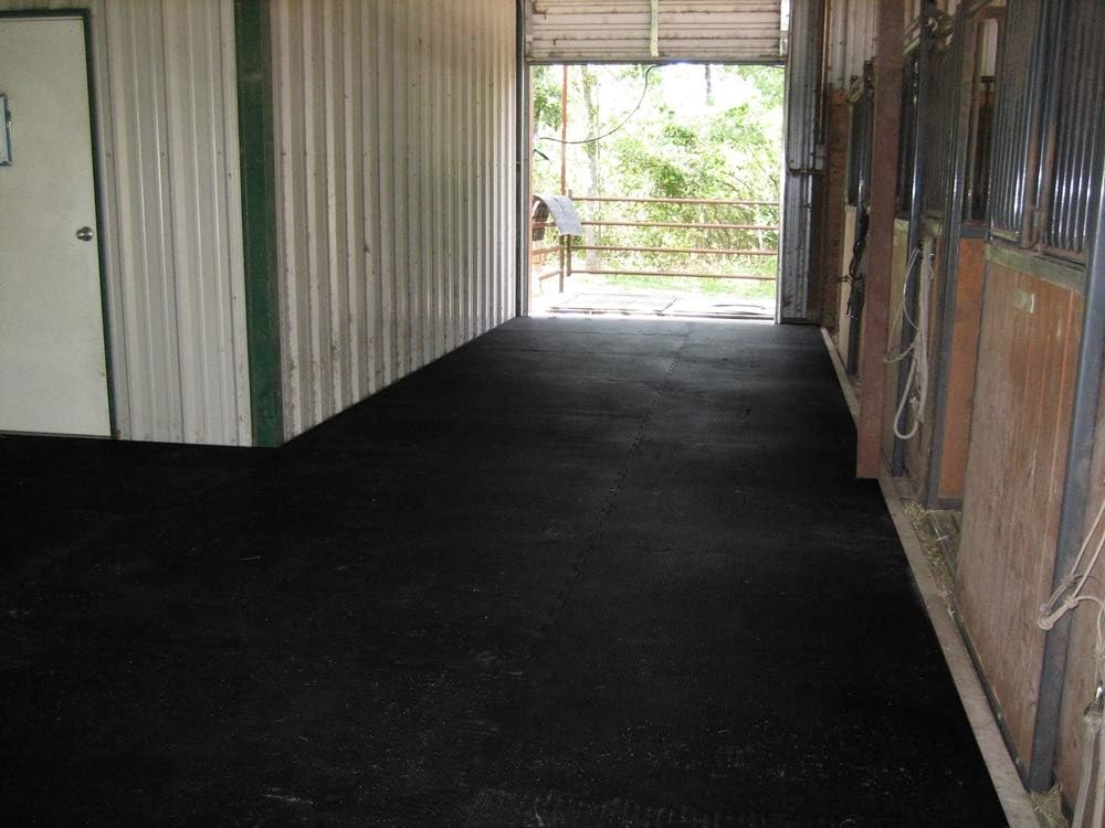 American Floor Mats - Horse/Stable Mats - Heavy Duty Stall Mats - Thick, Durable Rubber Flooring Solid Black 1/2" Thick - 3' x 4' Mat