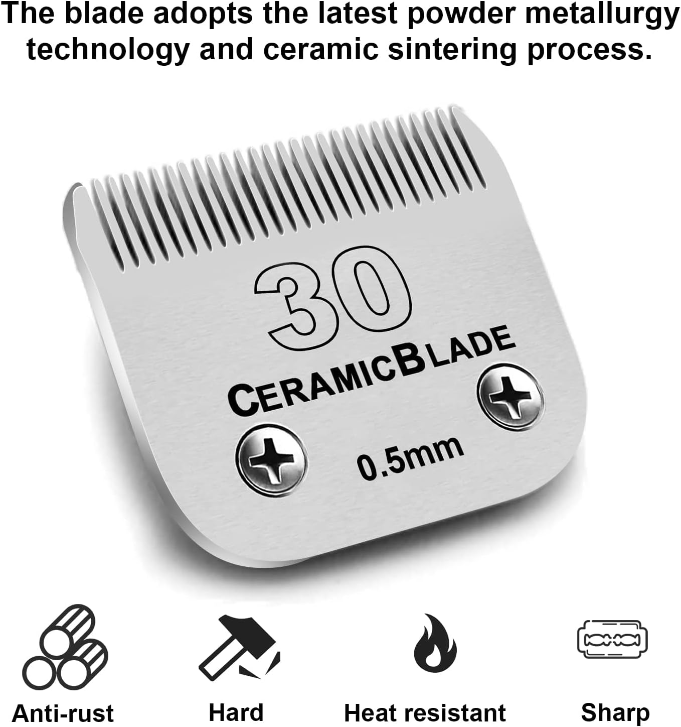 2Pack 30 Blade Dog Grooming Clipper Blades Compatible with Andis/Wahl/Oster Dog Clippers,Detachable Stainless Steel Blade,Size-30, 1/50-Inch Cut Length (64260)