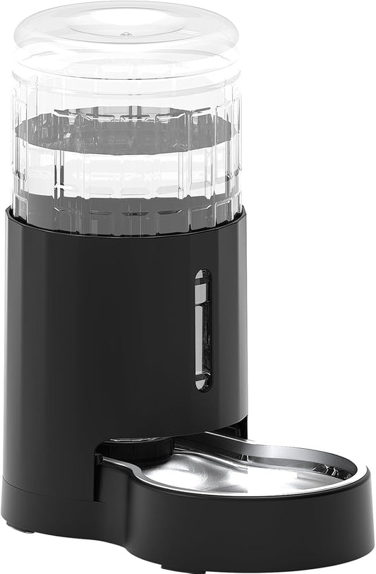 CZPET Automatic 4L/135Oz/1Gal Cat Water Dispenser with Stainless Steel Bowl, Gravity Waterer for Small Medium Dog Puppy Kitten (Black)