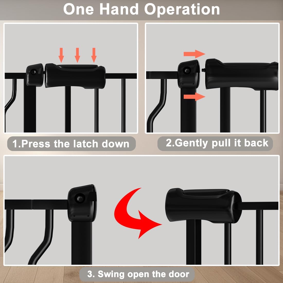 Fairy Baby Extra Wide Baby Gate Black 57.5-62 Inch Wide, Walk Through Pressure Mounted No Drill, Long and Large Tension Dog Gates for Pet and Kids