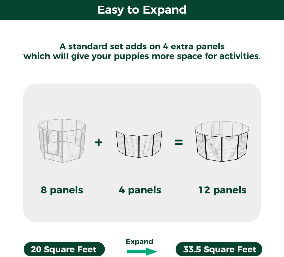 FXW Rollick Unleashed Dog Playpen for Indoor, Yard, RV Camping, 45 inch 4 Panels for Large Dogs, Black│Patented
